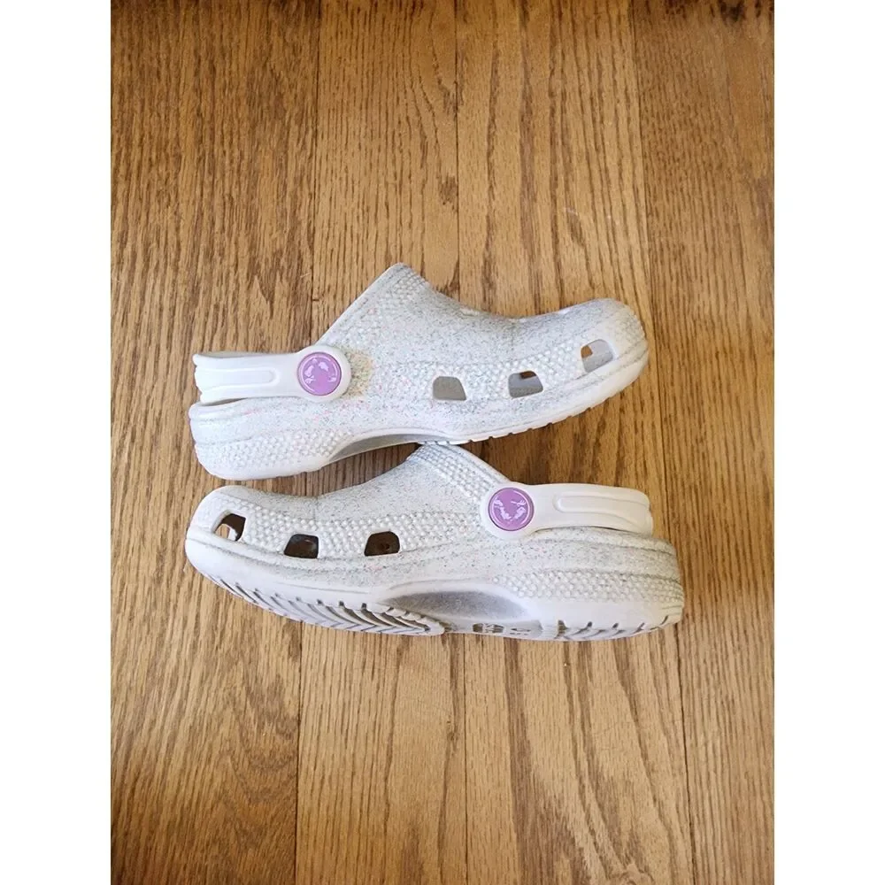 Crocs Kids 11 Classic Glitter Clog Oyster FAIR/Play *Please Read*